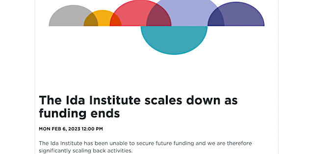 THE IDA INSTITUTE IS SCALING-DOWN